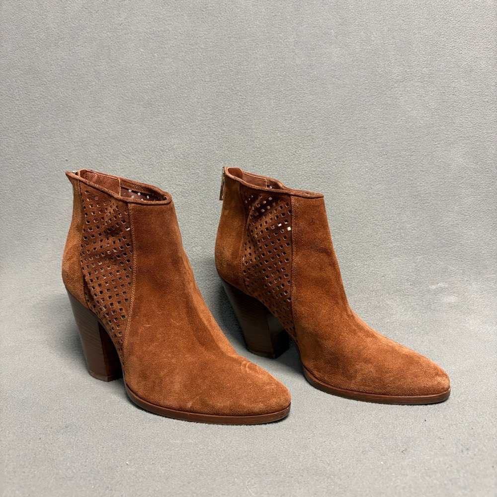 Diane Von Furstenberg Auletta Chestnut Suede Ankle Boots Size 8